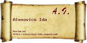 Alexovics Ida névjegykártya